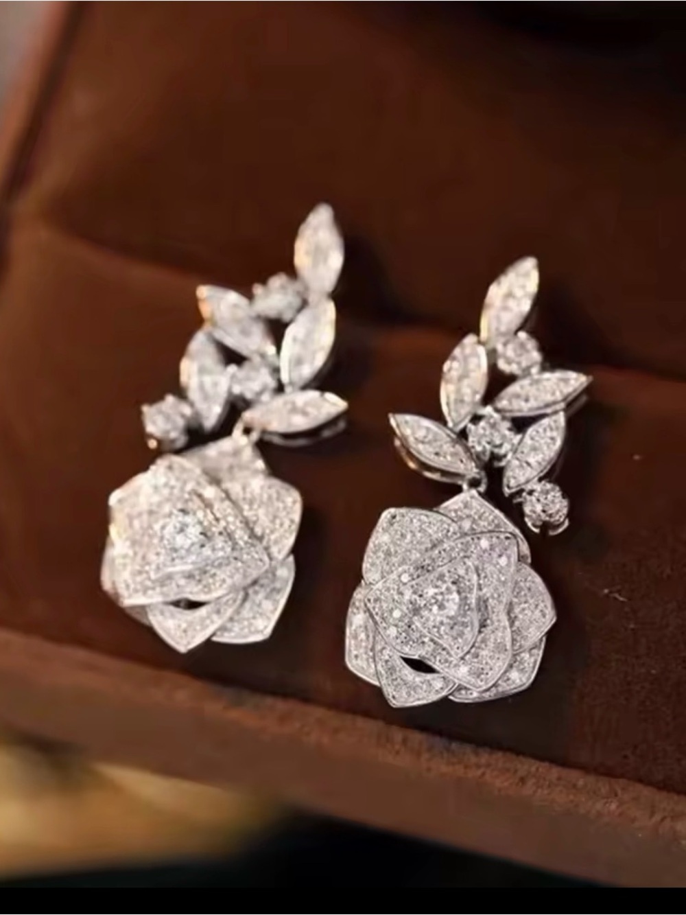 Sparkling White Flower Drop Earrings - Women Jewelry